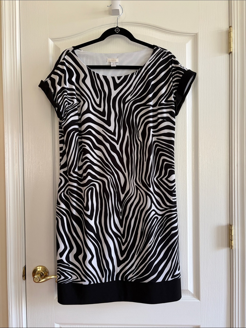 Chico's Black and White Zebra Print Shift Dress